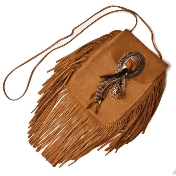 Saint Laurent brown Bag fringed Shoulder western Paris - Picture 1 of 6